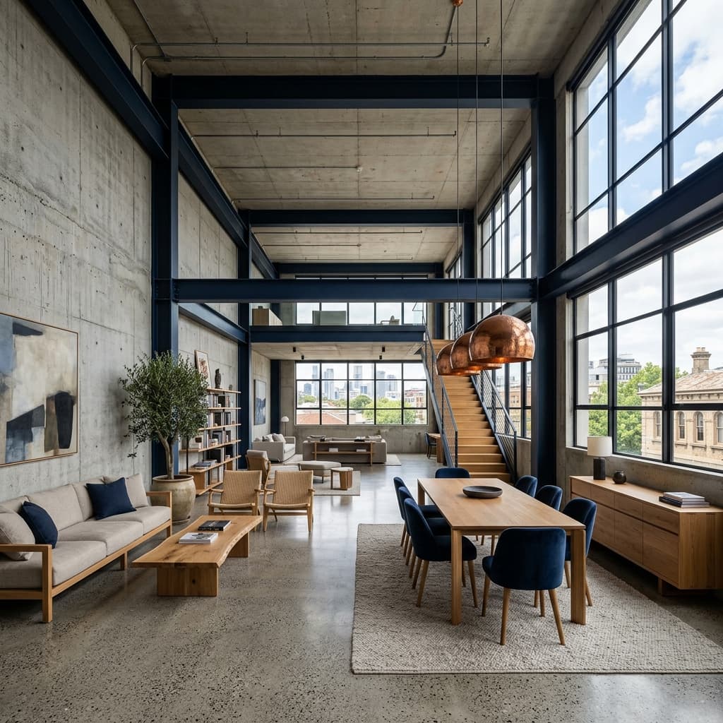 Brutalist warehouse modern interior
